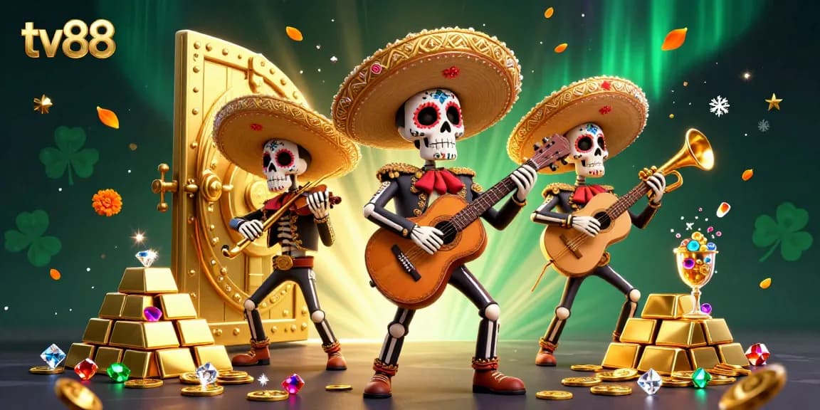 Experience exciting wins at tv88 with a lively mariachi band in a treasure-filled casino.
