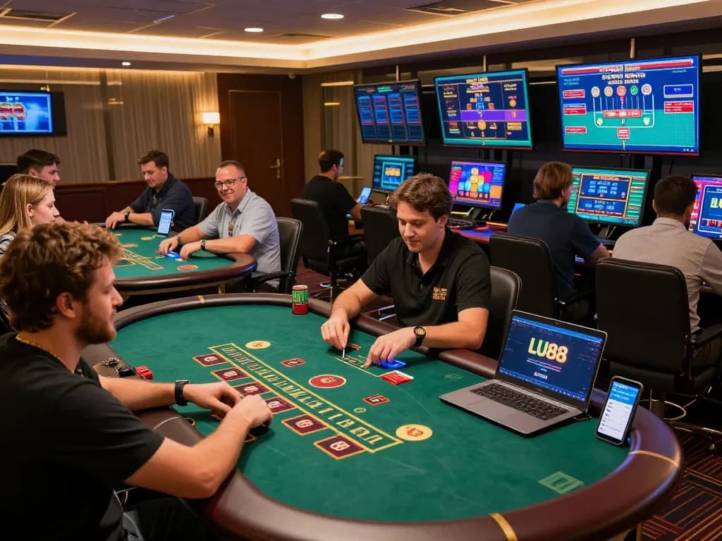 Players engaging in thrilling live dealer games at LU88 online casino, showcasing an exciting gaming atmosphere