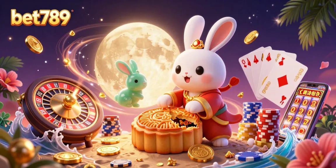 Join the fun with bet789, exploring the lunar casino scene filled with poker chips and golden coins.