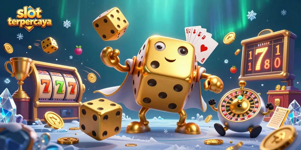 Experience thrilling action with slot terpercaya in this vibrant casino-themed adventure illustration.