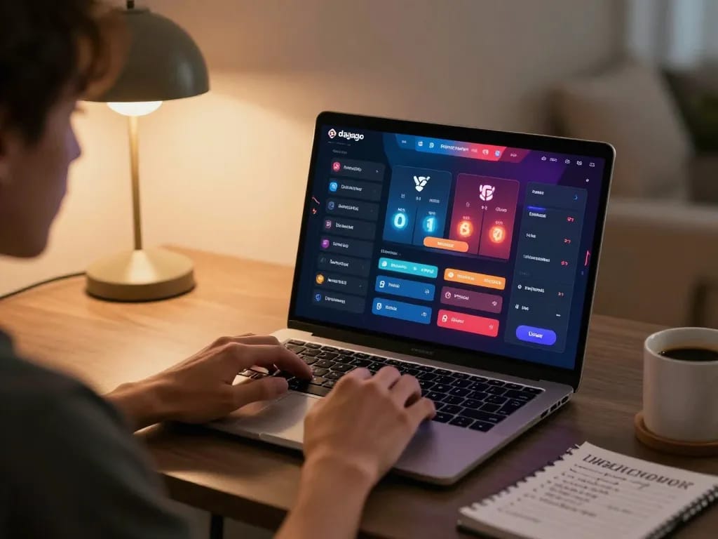 Player enjoying live betting on dagago with a laptop in a cozy home setting.