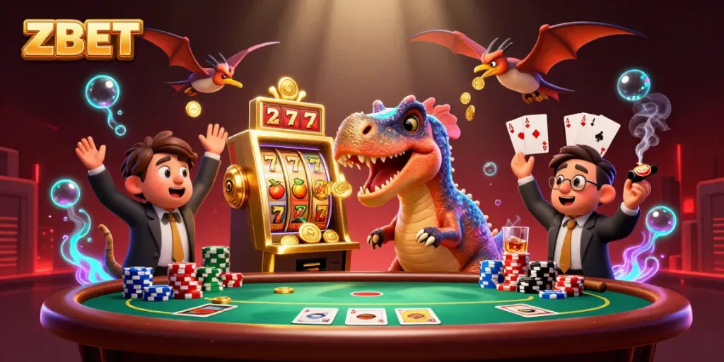 ZBET jackpot scene featuring a pachycephalosaurus and colorful slot elements, enhancing gambling excitement
