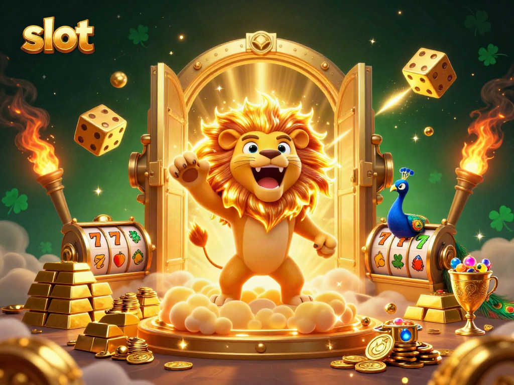 Spin the slot reels with a vibrant 3D cartoon depiction of luck and adventure, featuring golden treasure and characters.