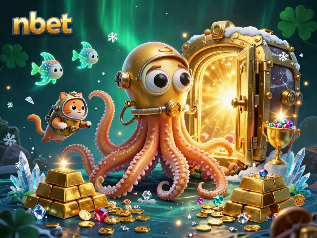 Win big with nbet in this vibrant casino-themed underwater adventure illustration.