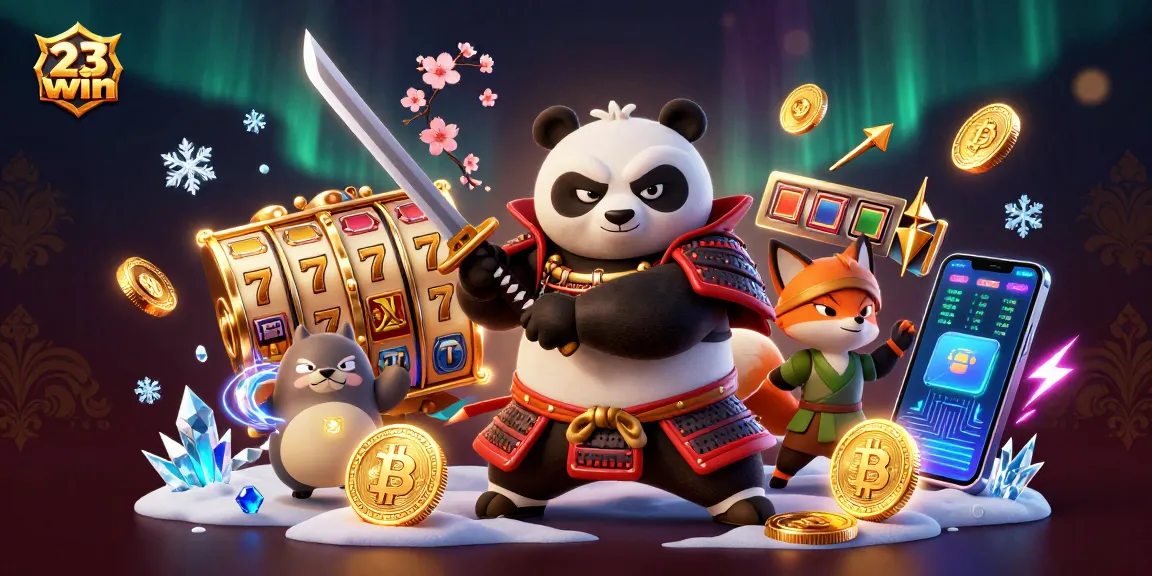 Betting on 23win's engaging slot games with dynamic elements showcased in a stunning illustration
