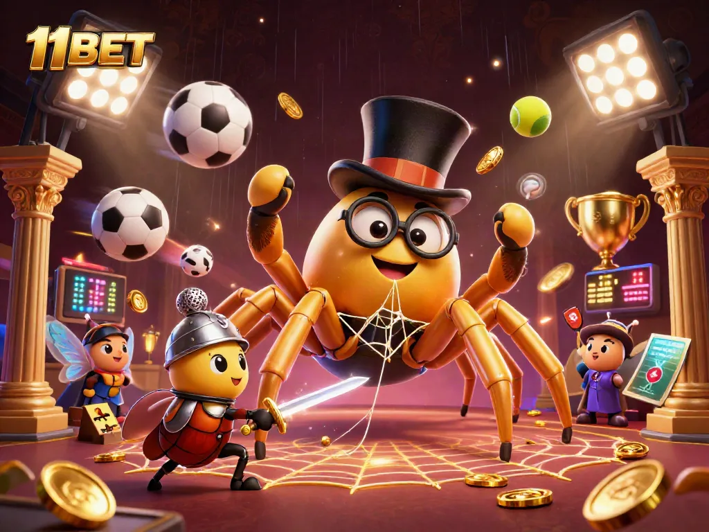 Experience thrilling action at 11BET with a vibrant casino scene featuring unique characters and dynamic gaming elements.