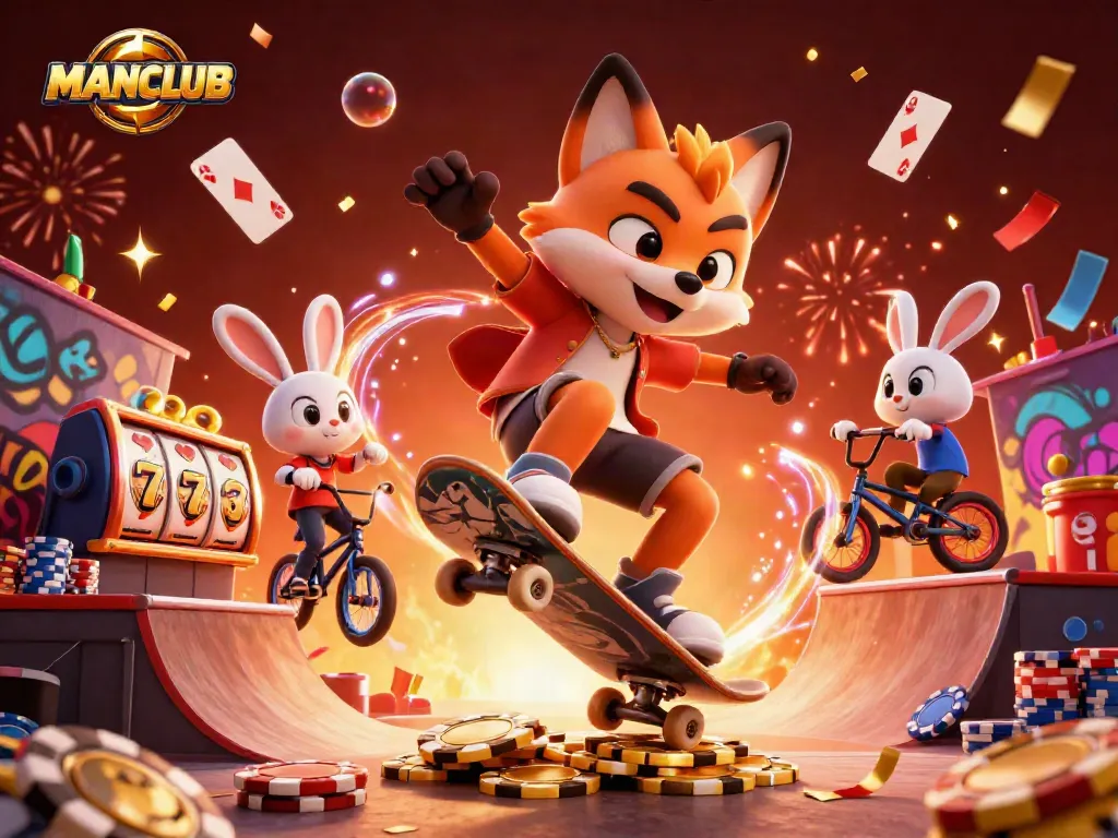 Experience thrilling MANCLUB gameplay with vibrant casino elements depicted in this engaging illustration.