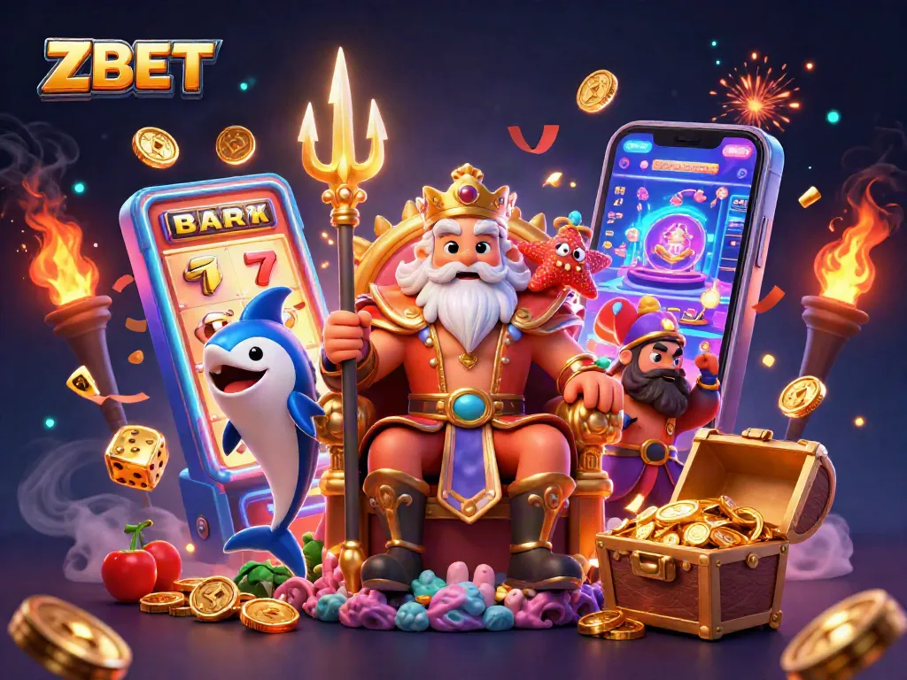 ZBET inspires players with an explosive jackpot scene, featuring colorful casino elements and characters.