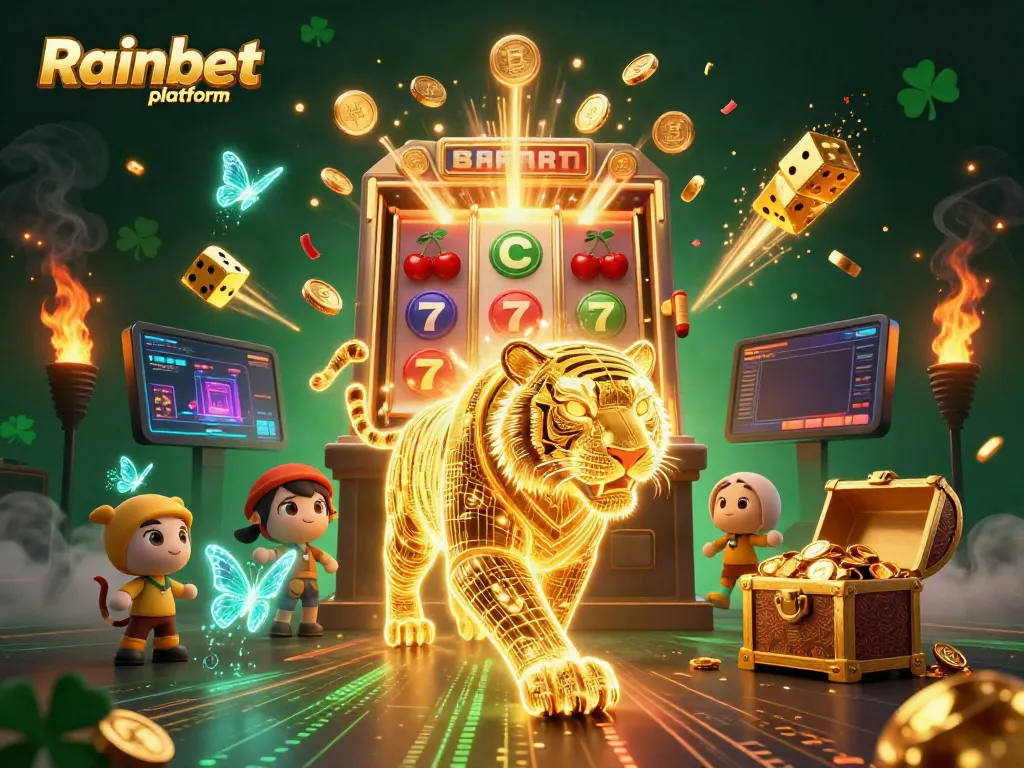 Join the action at the Rainbet platform with our vibrant digital casino experience featuring a golden tiger and adrenaline-pumping gameplay.
