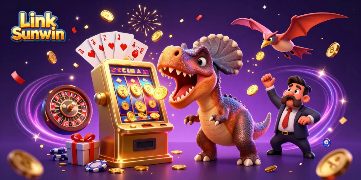 Engage with the vibrant Link Sunwin casino scene featuring a dynamic jackpot win and animated characters.