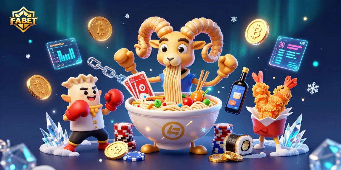 Experience FABET's vibrant casino action with the stunning ramen bowl dealer in a dynamic 3D scene.