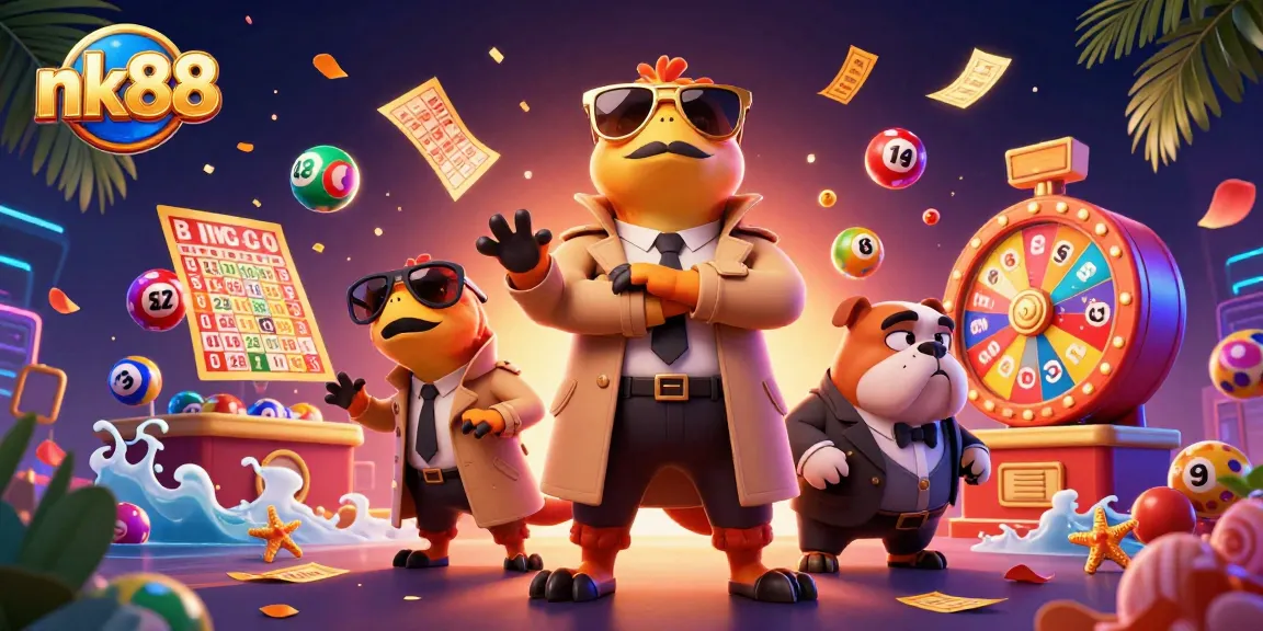 nk88 raptors sneak into a VIP casino lounge illustration with vibrant game elements.