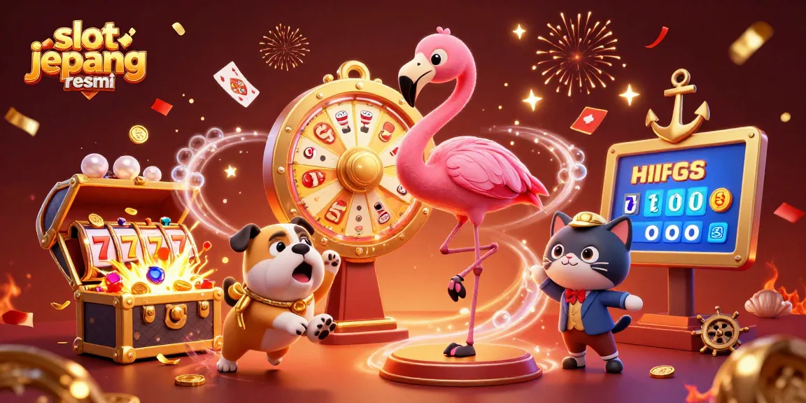 Play exciting slot jepang resmi with vibrant 3D cartoon characters celebrating big wins and golden prizes.