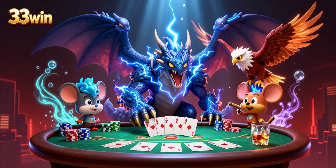 Engage with the thrilling casino atmosphere at 33win, featuring dynamic game scenes and powerful characters.